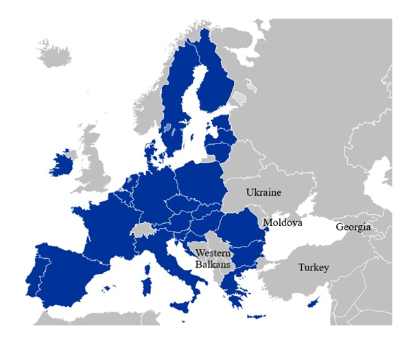 Map of the European Union and the enlargement countries